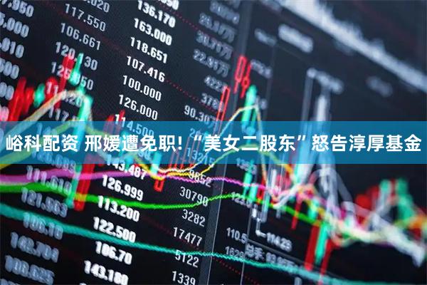 峪科配资 邢媛遭免职! “美女二股东”怒告淳厚基金