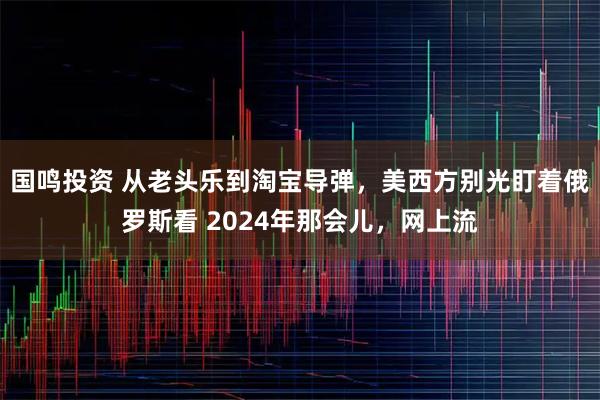 国鸣投资 从老头乐到淘宝导弹，美西方别光盯着俄罗斯看 2024年那会儿，网上流
